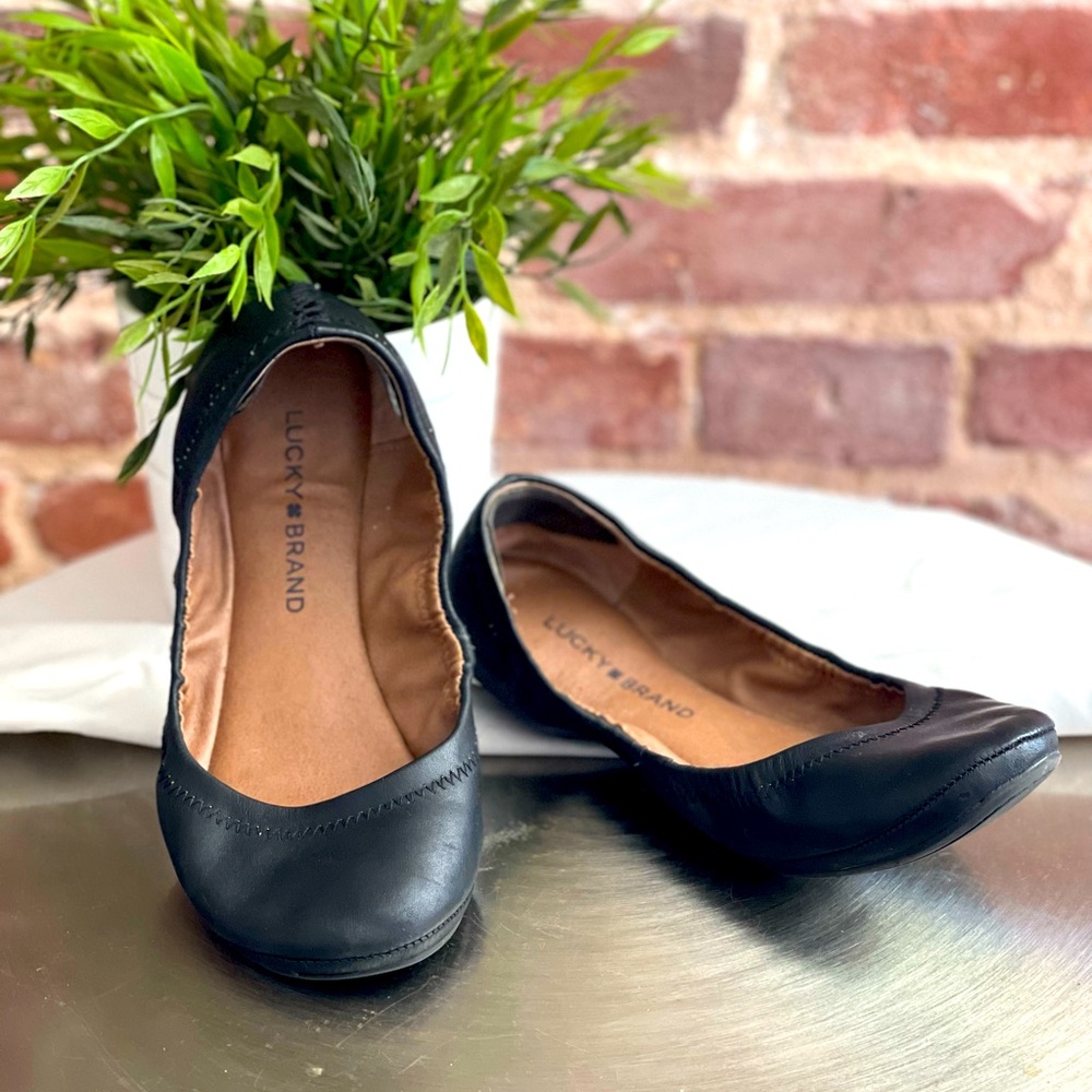 BALLET: Lucky Brand black leather ballet shoes. Size 7.5.